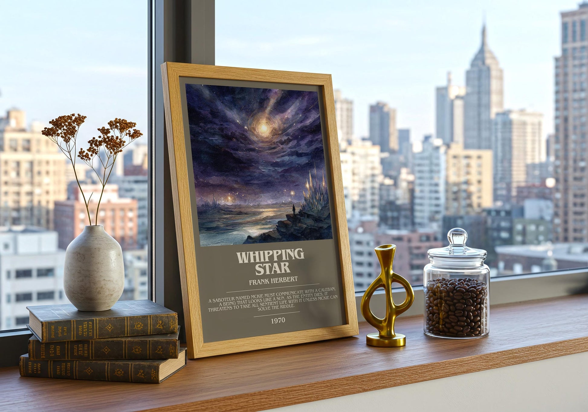 Whipping Star bookish book poster framed on wall – sci fi wall art