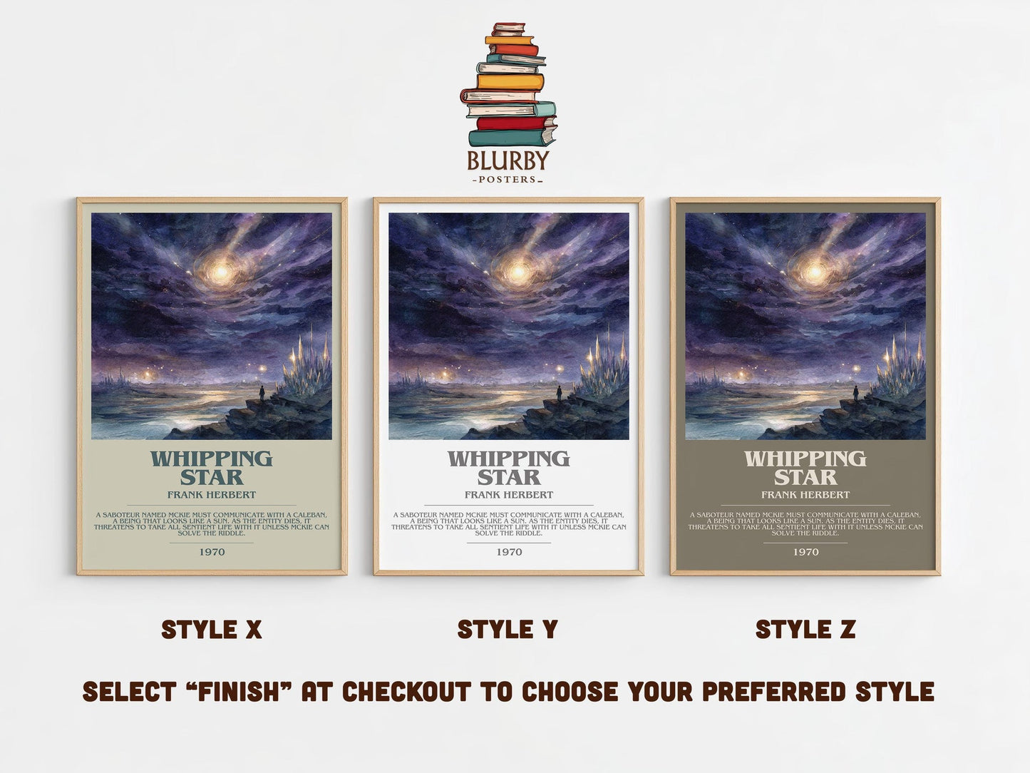 Whipping Star bookish poster colour and style options – Frank Herbert book art