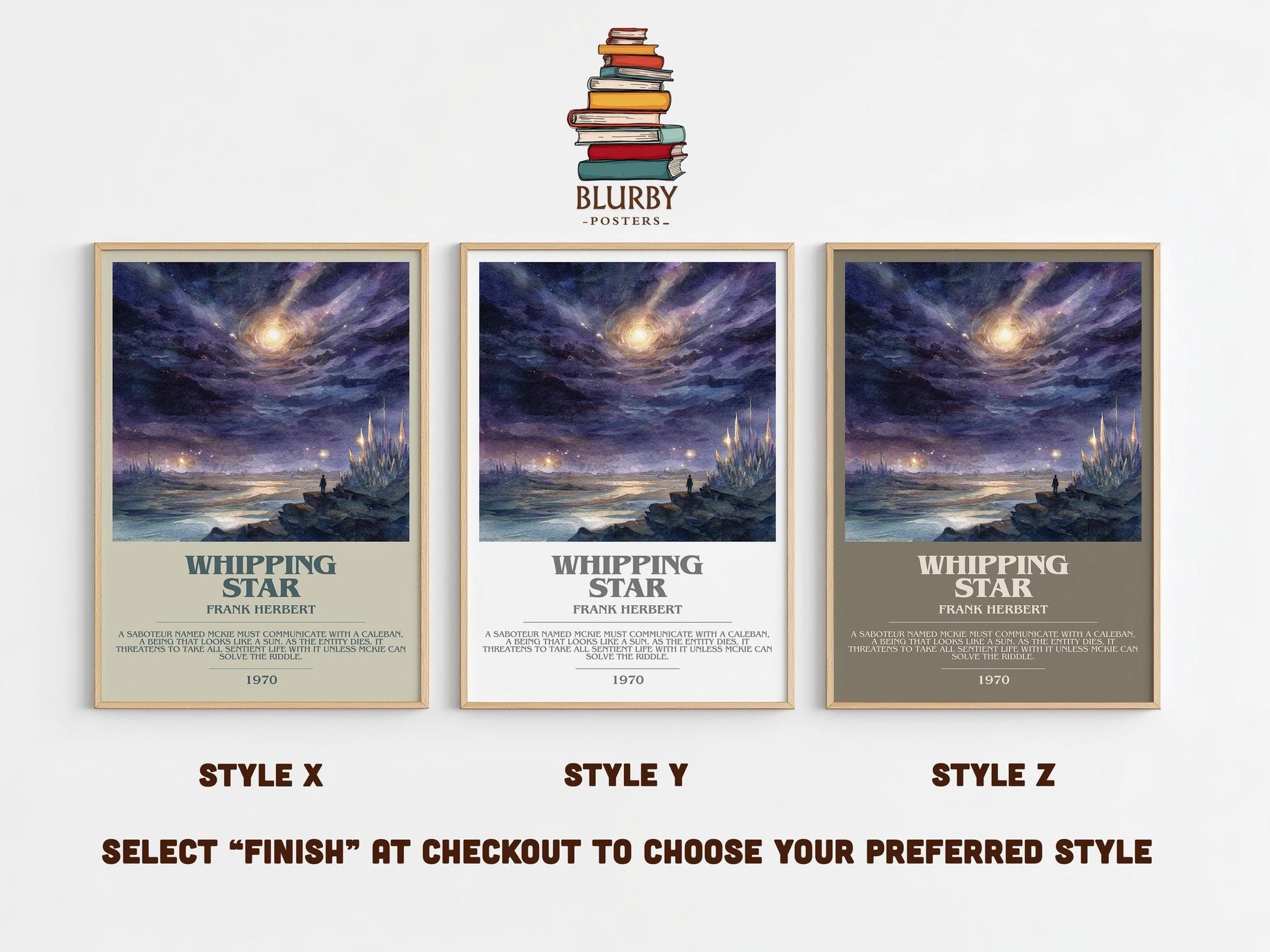 Whipping Star bookish poster colour and style options – Frank Herbert book art