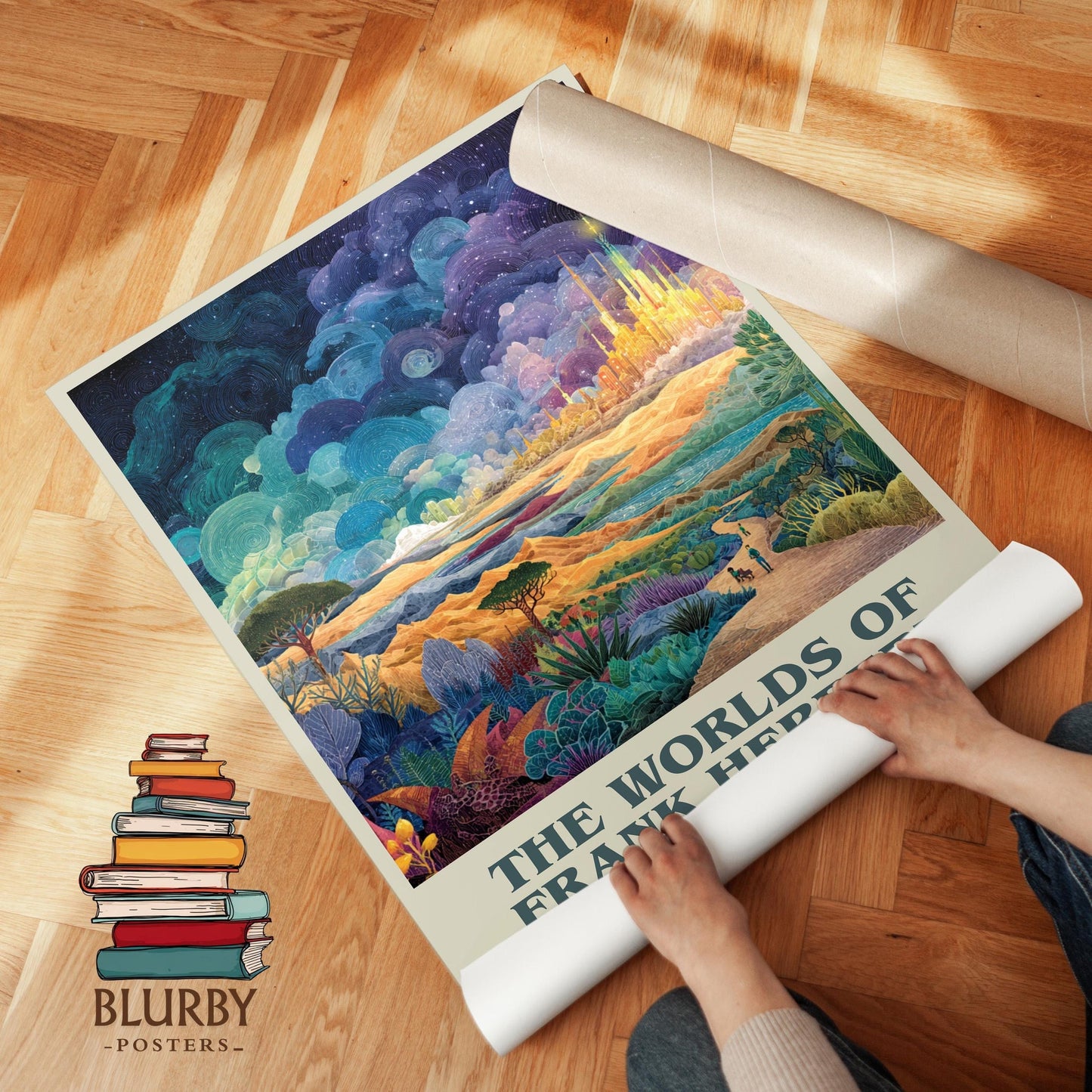 The Worlds of Frank Herbert book poster packaging – museum-quality print rolled in protective tube