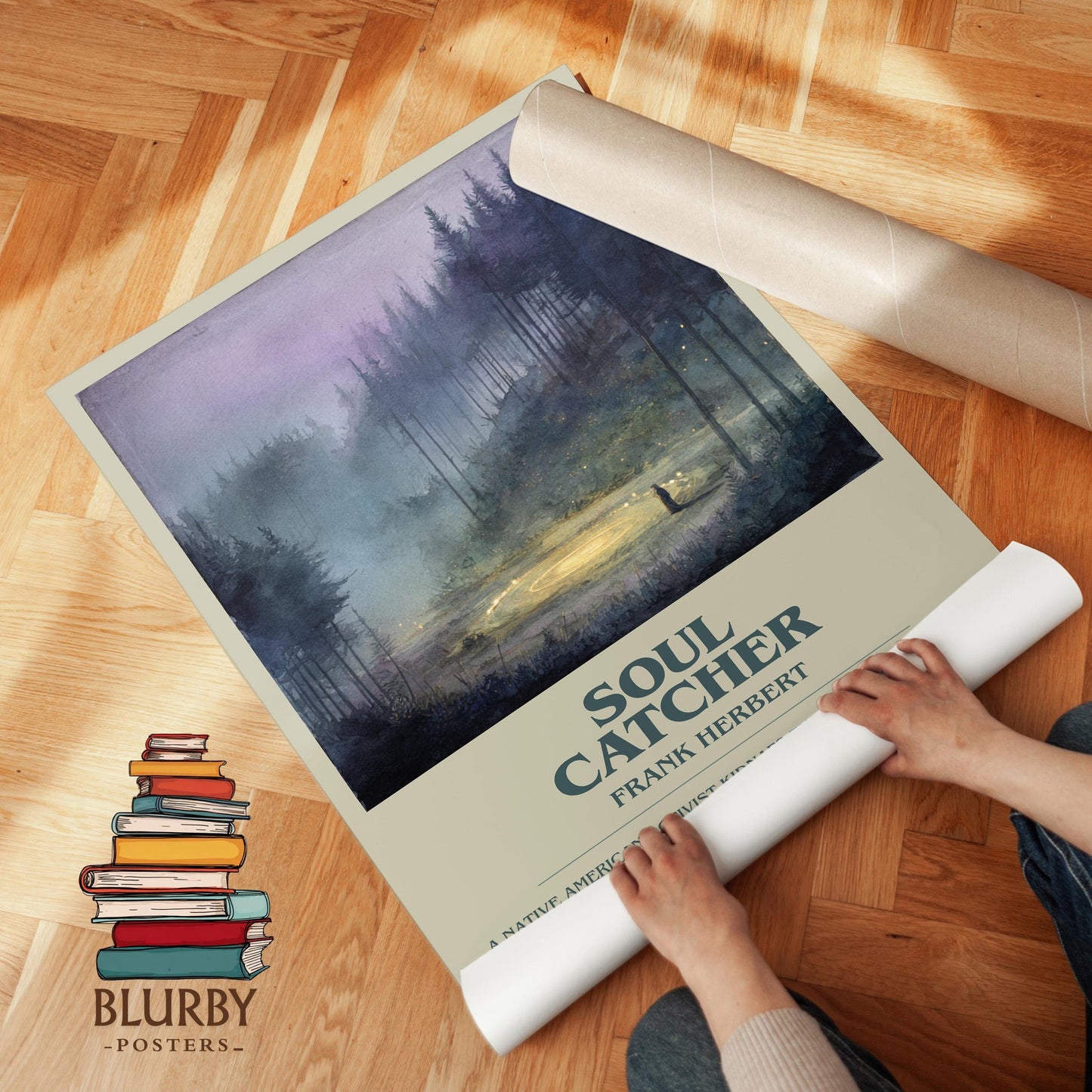 Soul Catcher book poster packaging – museum-quality print rolled in protective tube