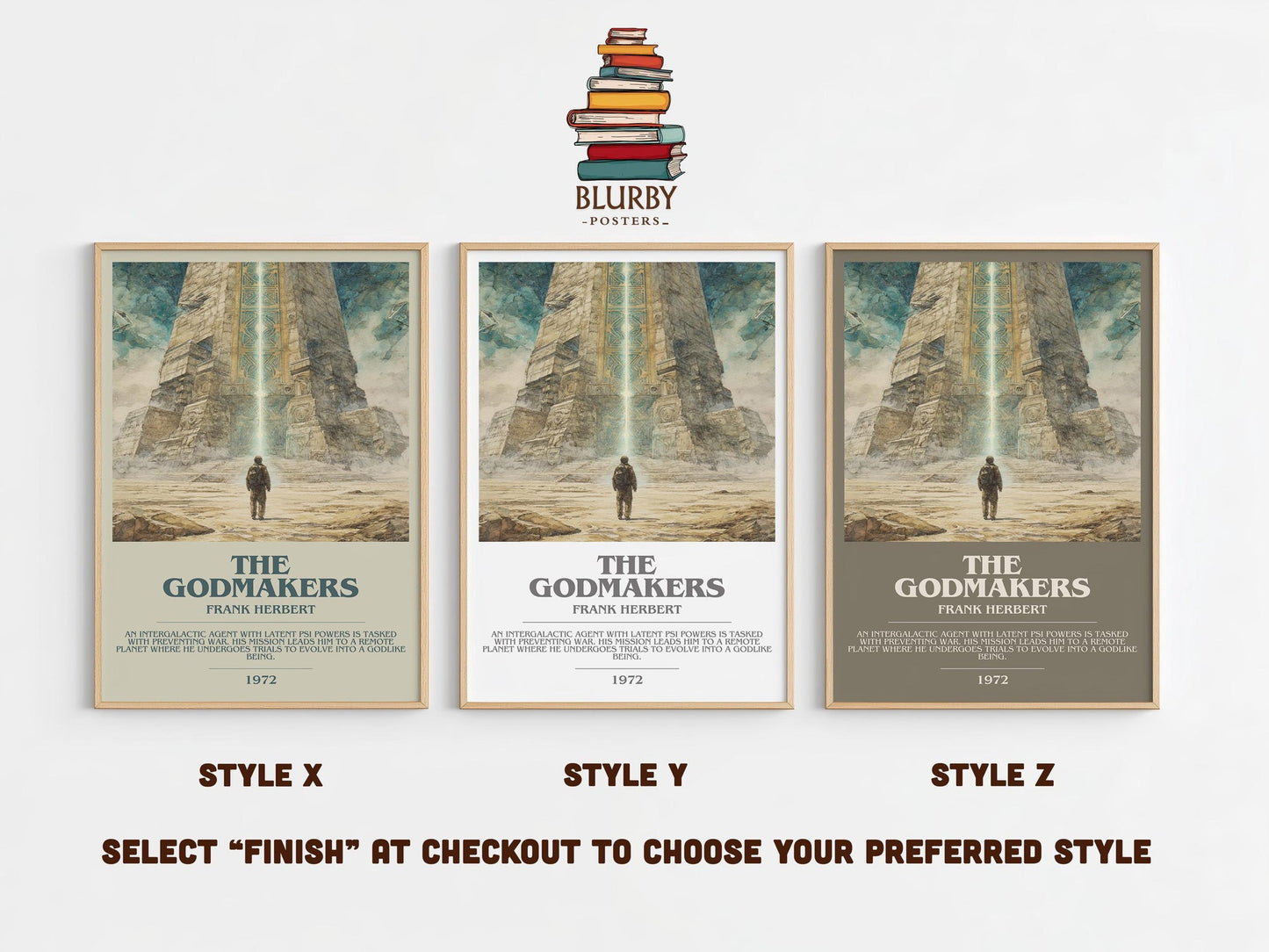 The Godmakers bookish poster colour and style options – Frank Herbert book art