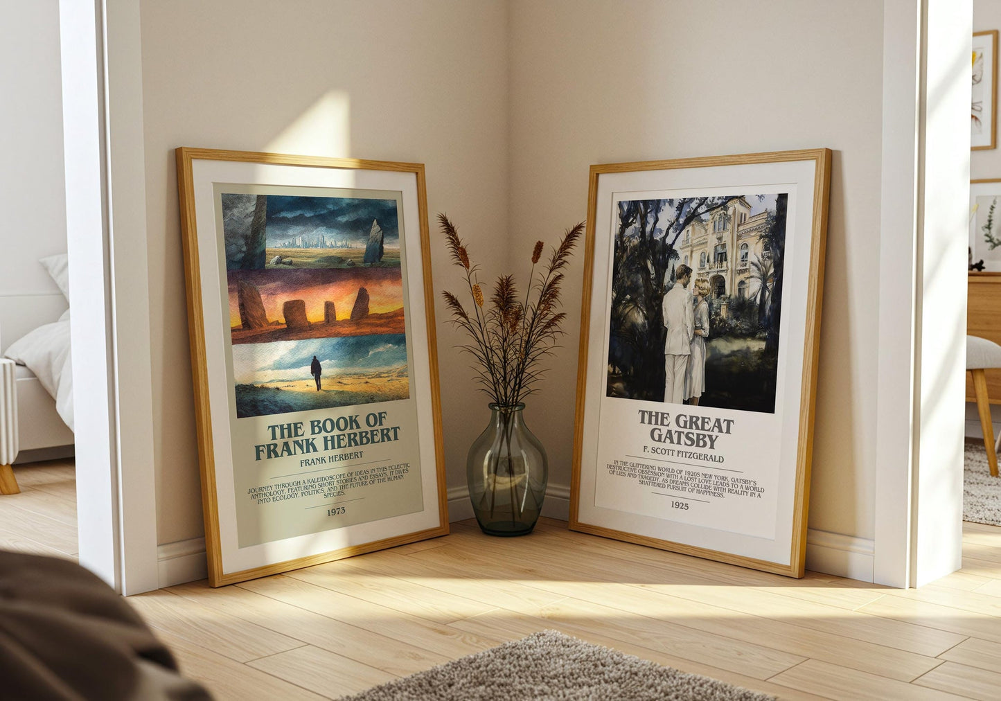 The Book of Frank Herbert bookish poster paired in gallery wall – literary art prints