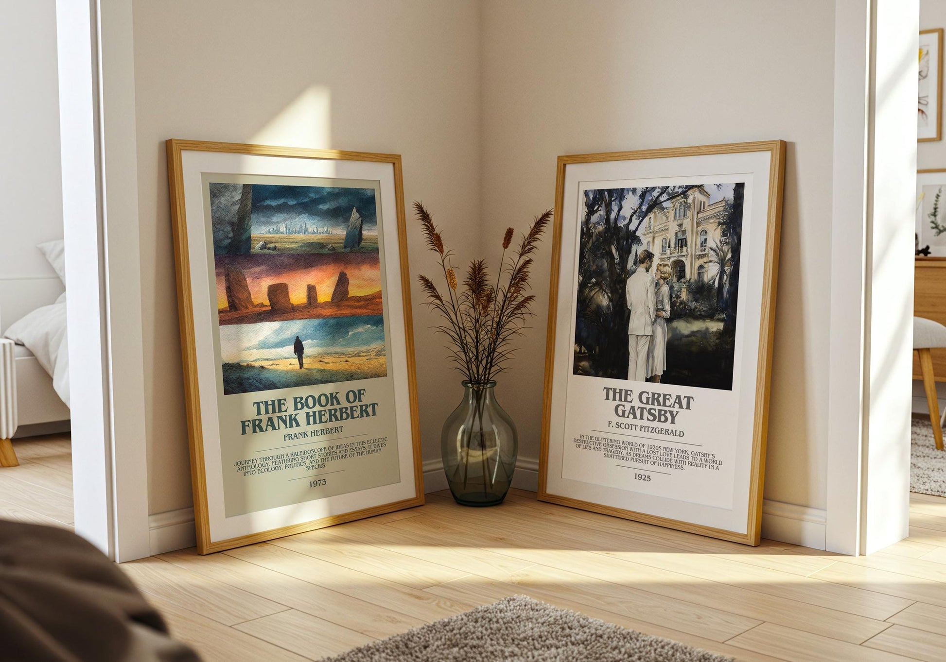 The Book of Frank Herbert bookish poster paired in gallery wall – literary art prints