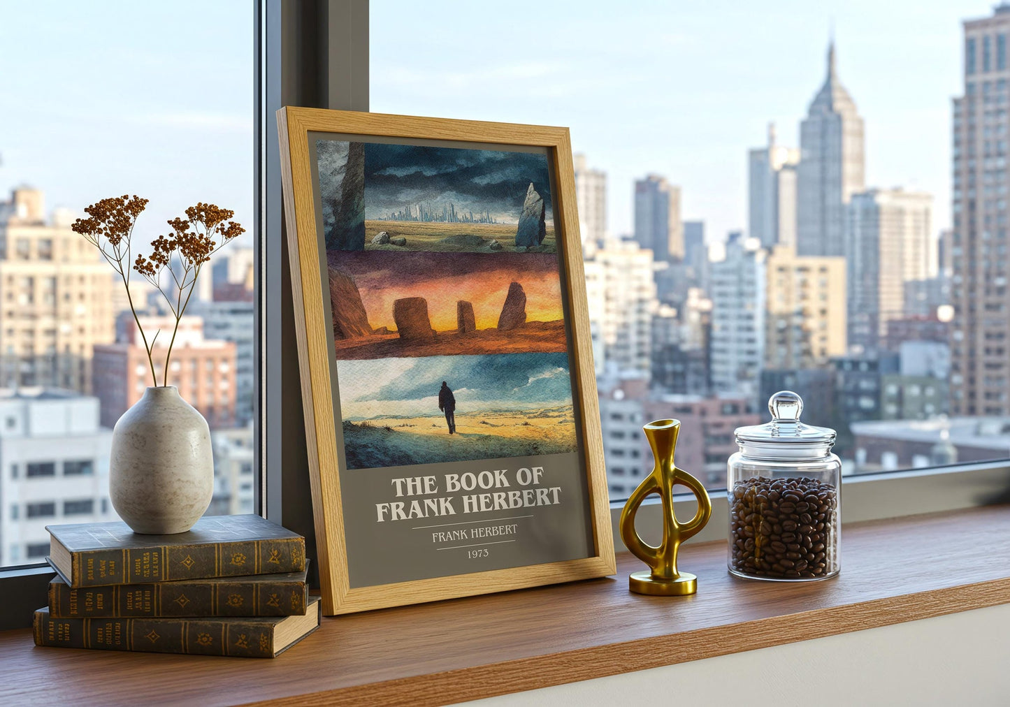 The Book of Frank Herbert book cover book poster framed on wall – sci fi wall art