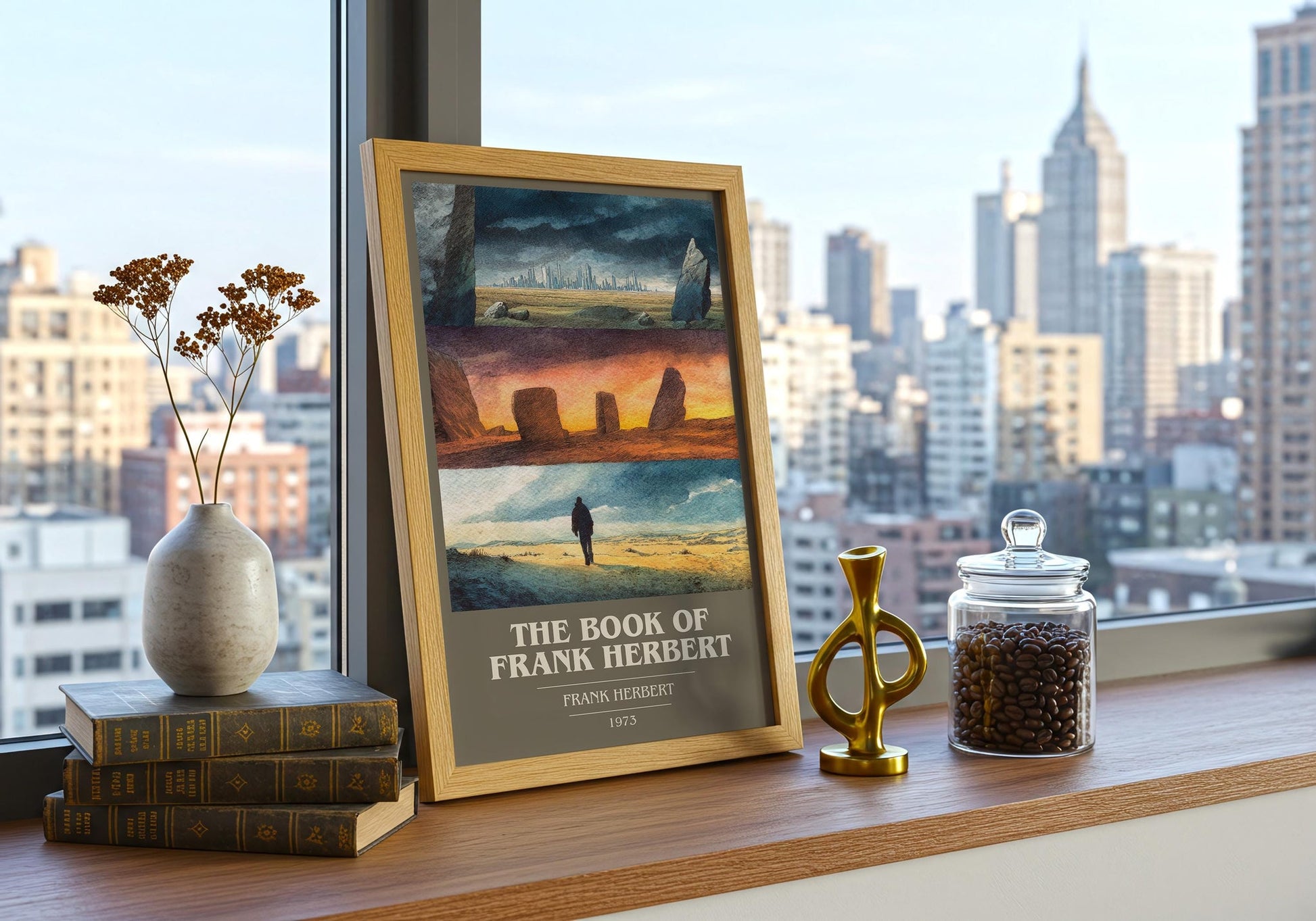 The Book of Frank Herbert book cover book poster framed on wall – sci fi wall art