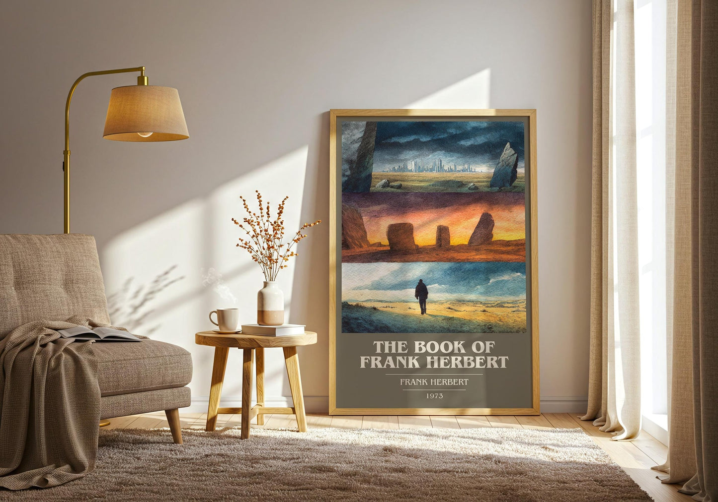 The Book of Frank Herbert book cover print on bookshelf – Frank Herbert fan gift