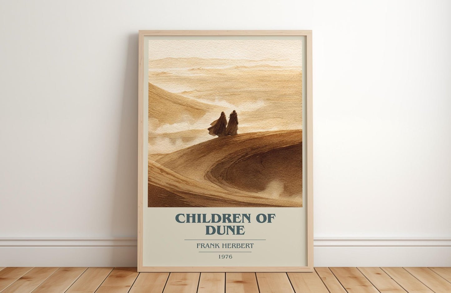 Children of Dune book cover print in frame leaning in hallway – sci fi wall art