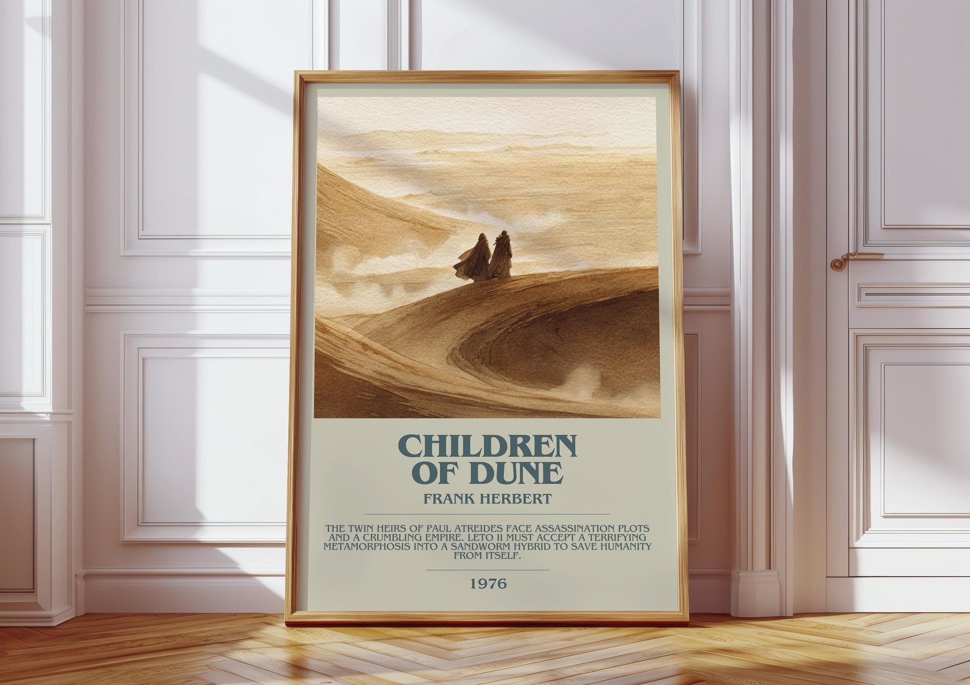 Children of Dune bookish print in frame leaning in hallway – sci fi wall art