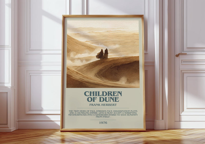 Children of Dune bookish print in frame leaning in hallway – sci fi wall art