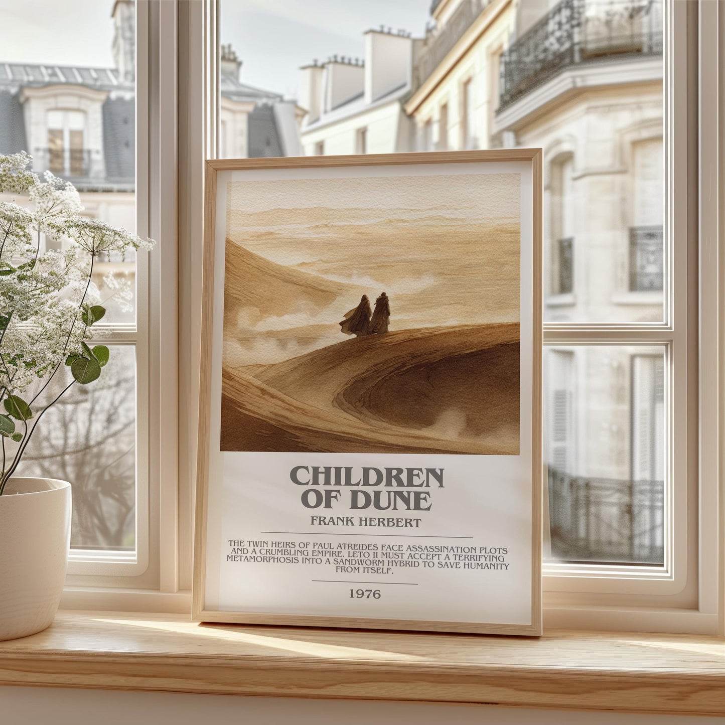 Children of Dune bookish print framed by window – literary home decor