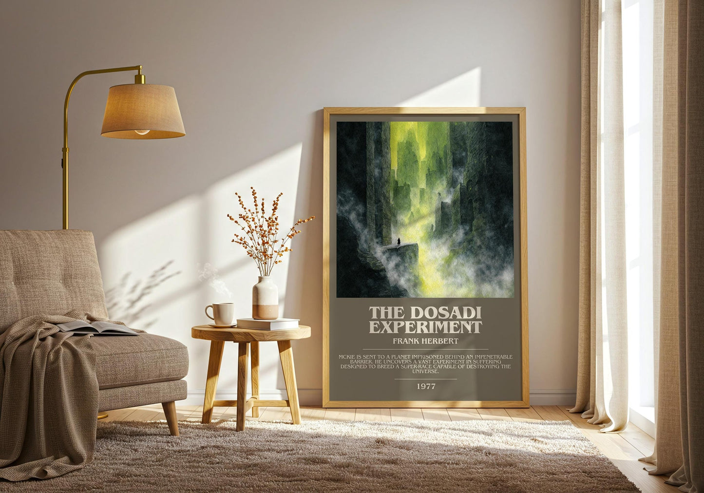 The Dosadi Experiment bookish print on bookshelf – Frank Herbert fan gift
