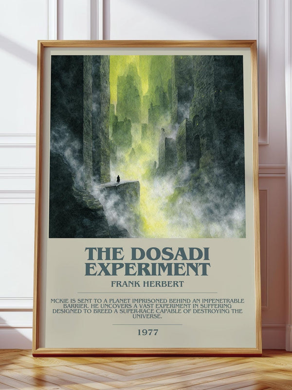 The Dosadi Experiment bookish print in frame leaning in hallway – sci fi wall art