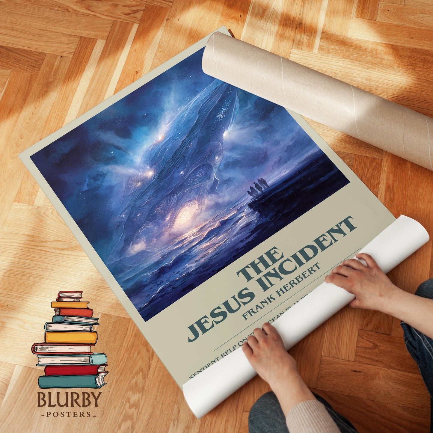 The Jesus Incident book poster packaging – museum-quality print rolled in protective tube