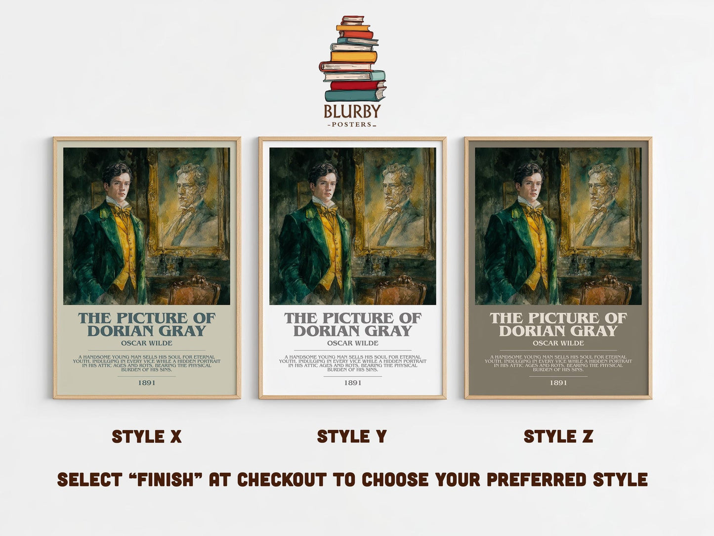 The Picture of Dorian Gray bookish poster colour and style options – Oscar Wilde book art