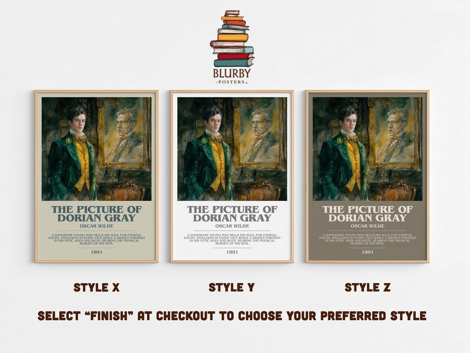 The Picture of Dorian Gray bookish poster colour and style options – Oscar Wilde book art