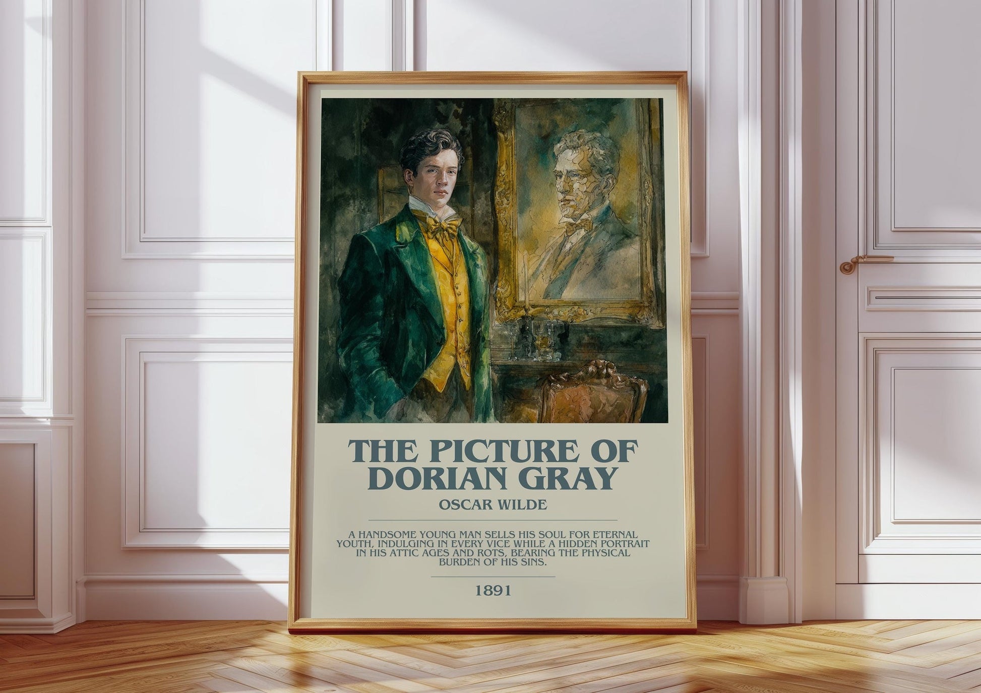 The Picture of Dorian Gray bookish print in frame leaning in hallway – gothic wall art