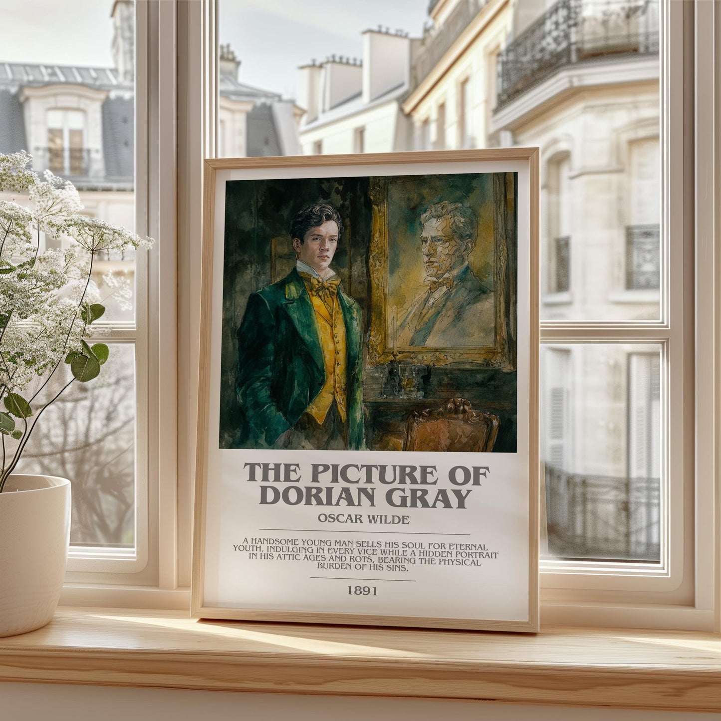 The Picture of Dorian Gray bookish print framed by window – literary home decor