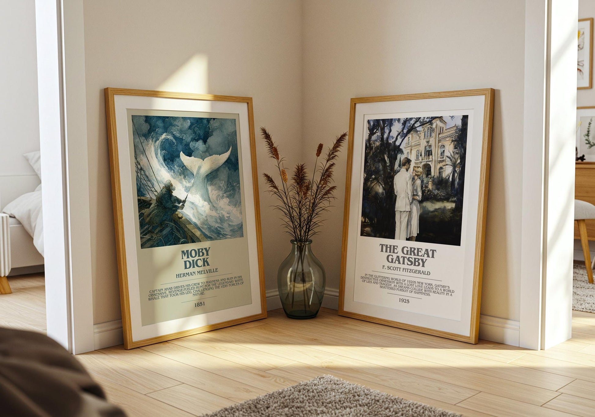 Moby Dick bookish poster paired in gallery wall – literary art prints