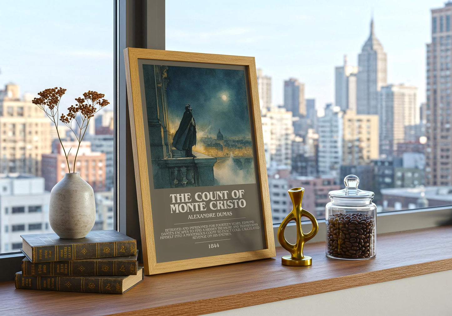 The Count of Monte Cristo bookish book poster framed on wall – classic literature wall art