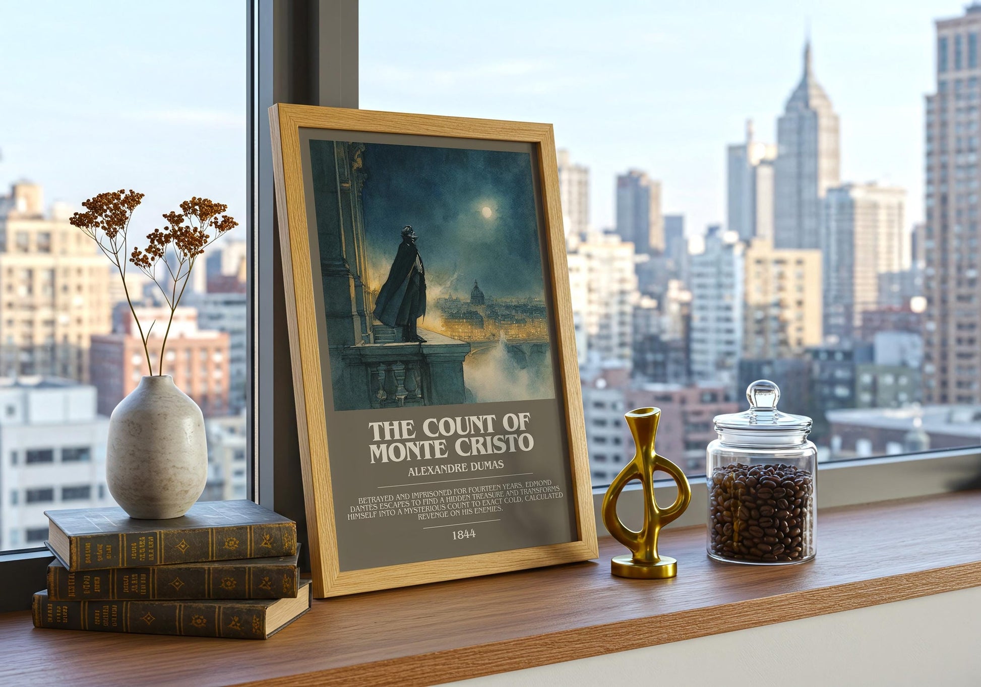 The Count of Monte Cristo bookish book poster framed on wall – classic literature wall art