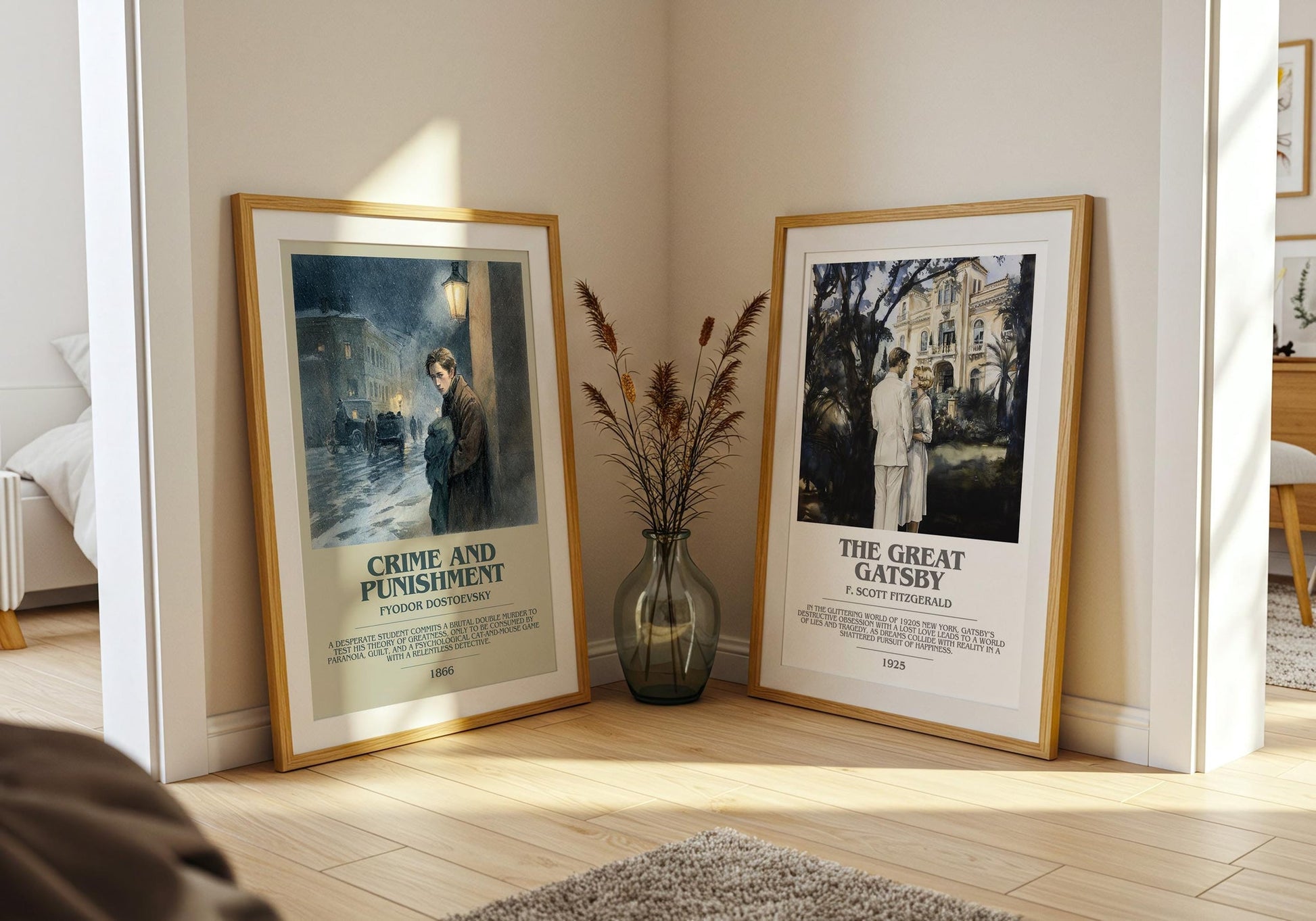 Crime And Punishment bookish poster paired in gallery wall – literary art prints
