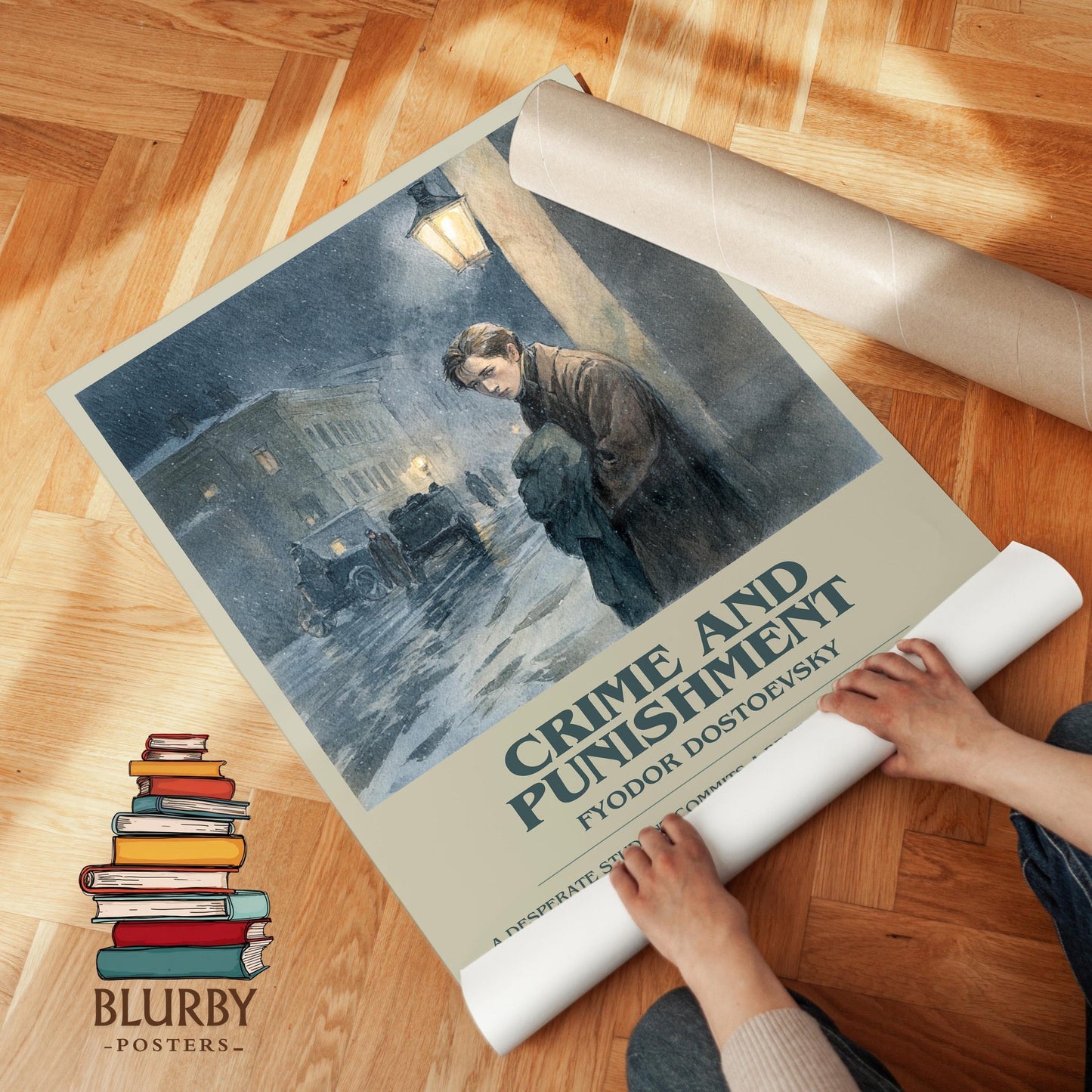Crime And Punishment book poster packaging – museum-quality print rolled in protective tube