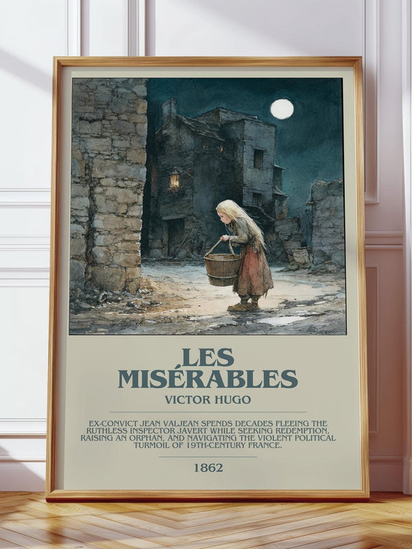 Les Misérables bookish print in frame leaning in hallway – classic literature wall art