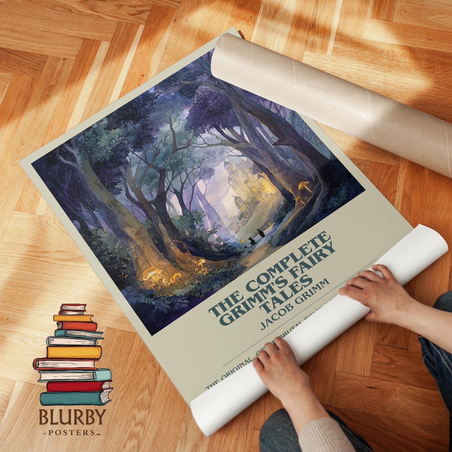 The Complete Grimm's Fairy Tales book poster packaging – museum-quality print rolled in protective tube