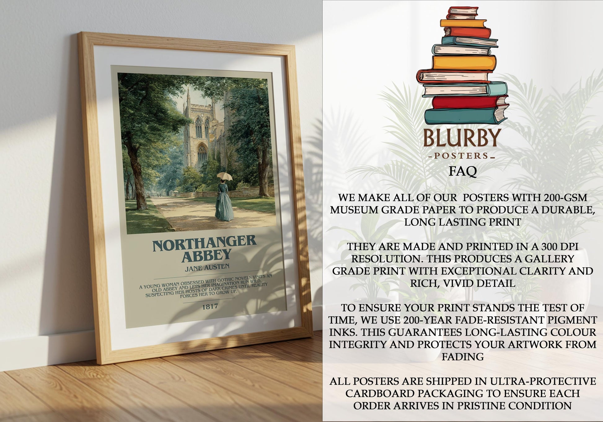 Northanger Abbey by Jane Austen | Book Poster | Literary Art Gift For Book Lover | Novel Inspired Wall Art | Free Delivery