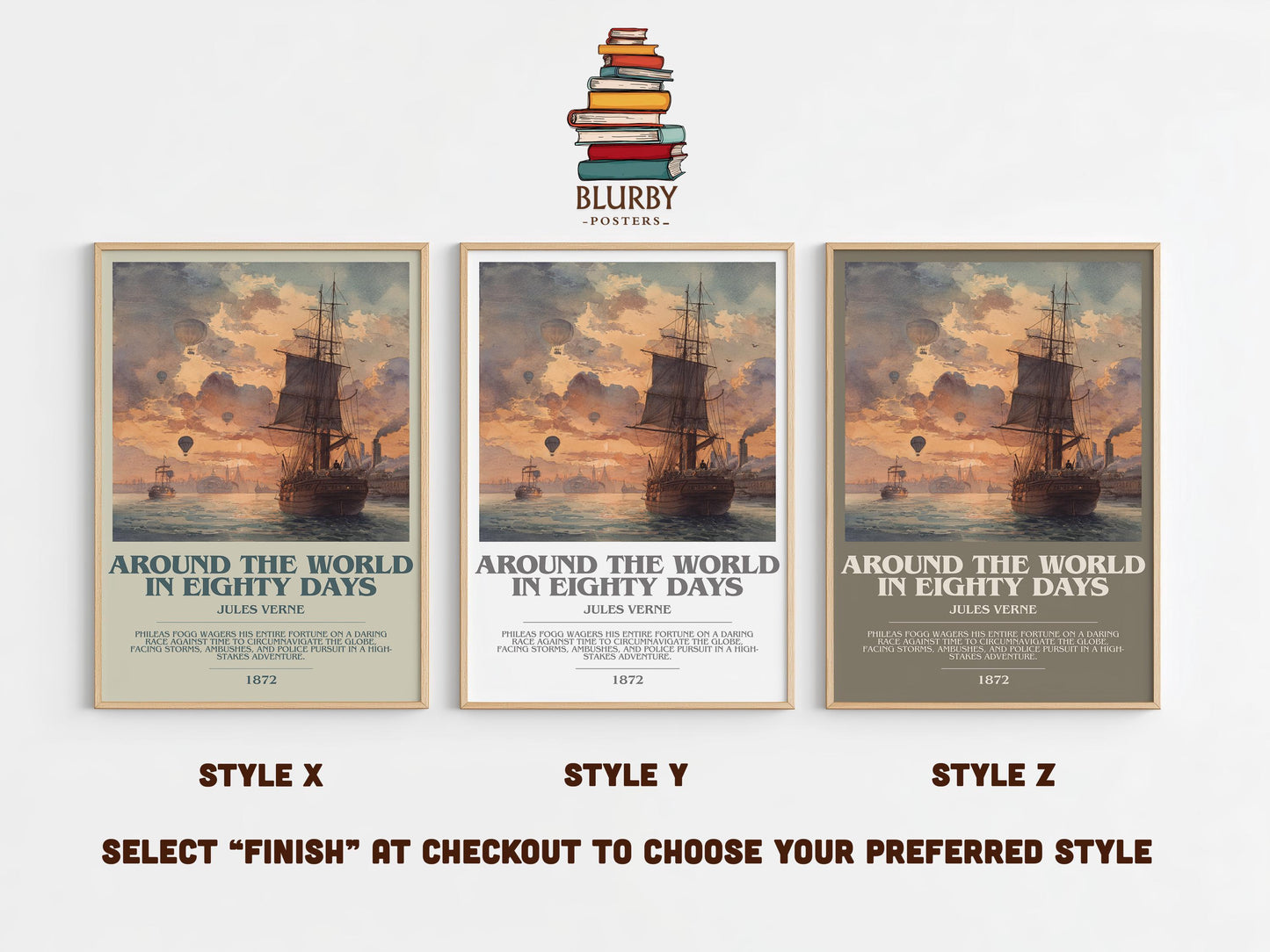 Around the World in Eighty Days by Jules Verne | Book Poster | Literary Art Gift For Book Lover | Novel Inspired Wall Art | Free Delivery