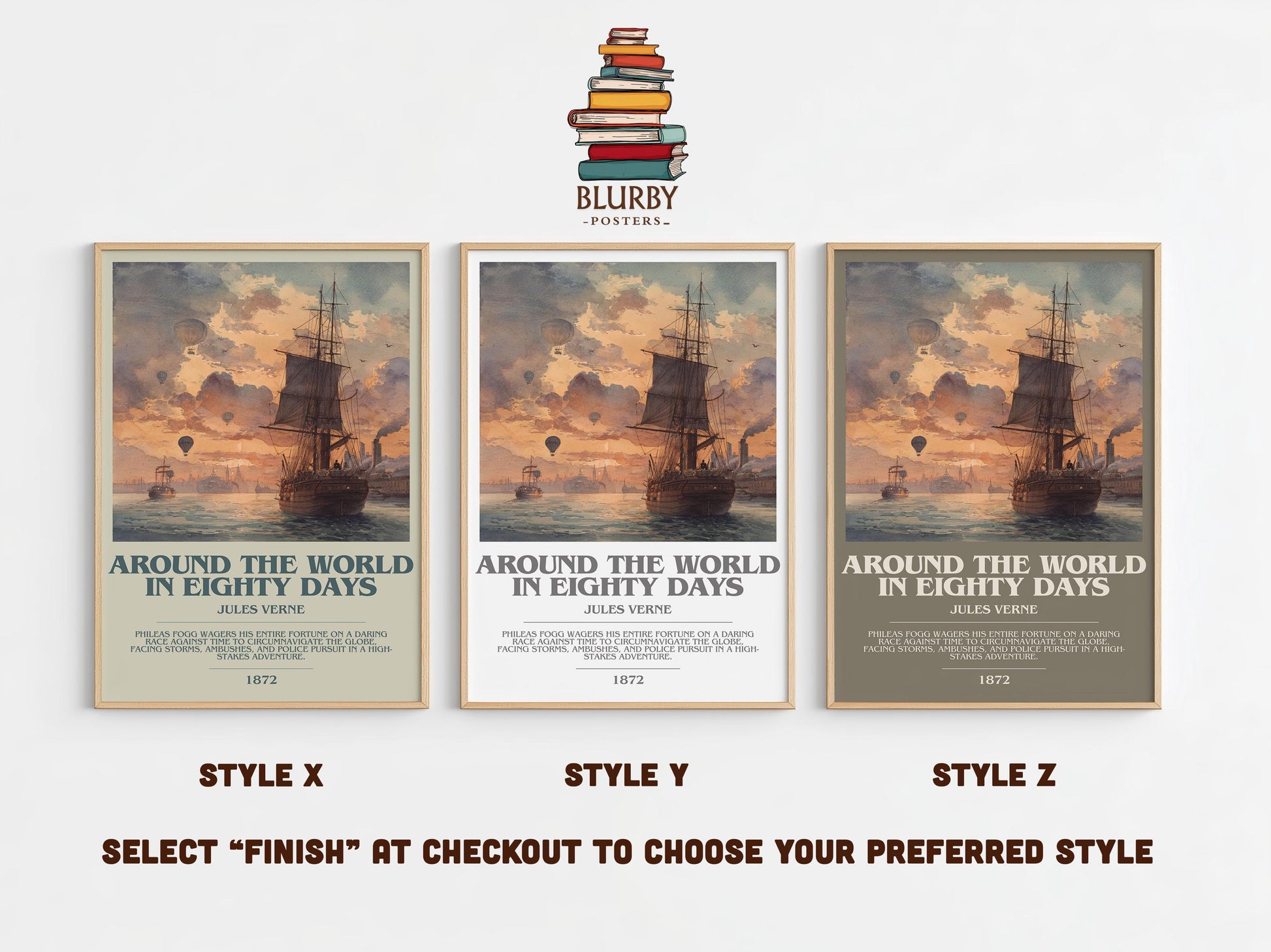 Around the World in Eighty Days by Jules Verne | Book Poster | Literary Art Gift For Book Lover | Novel Inspired Wall Art | Free Delivery