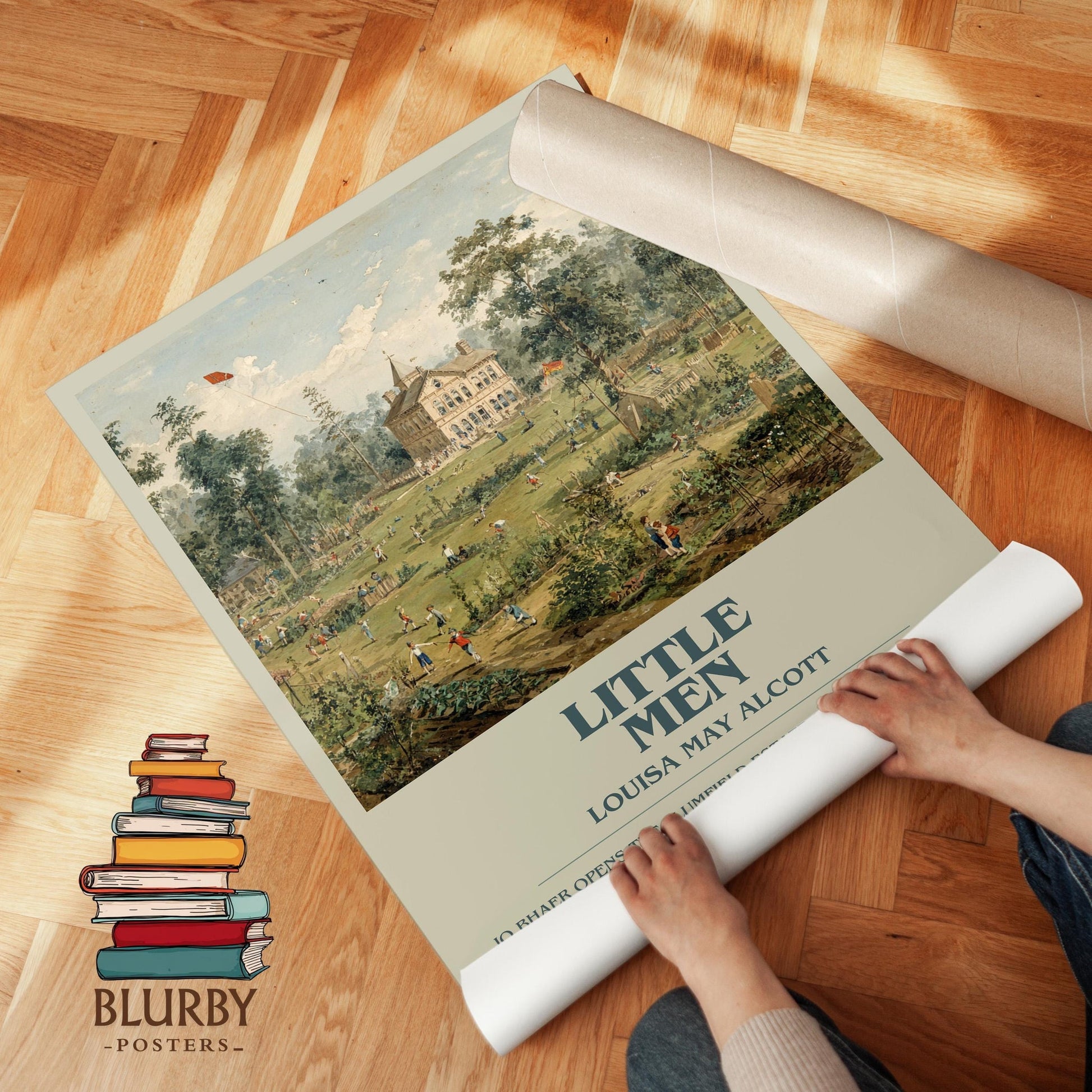 Little Men book poster packaging – museum-quality print rolled in protective tube