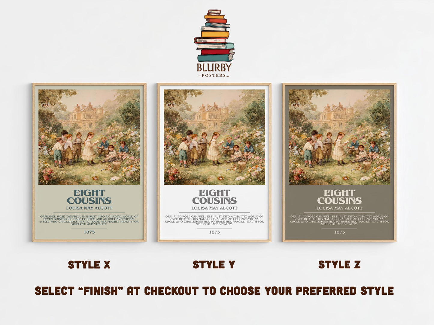 Eight Cousins by Louisa May Alcott | Book Poster | Literary Art Gift For Book Lover | Novel Inspired Wall Art | Free Delivery