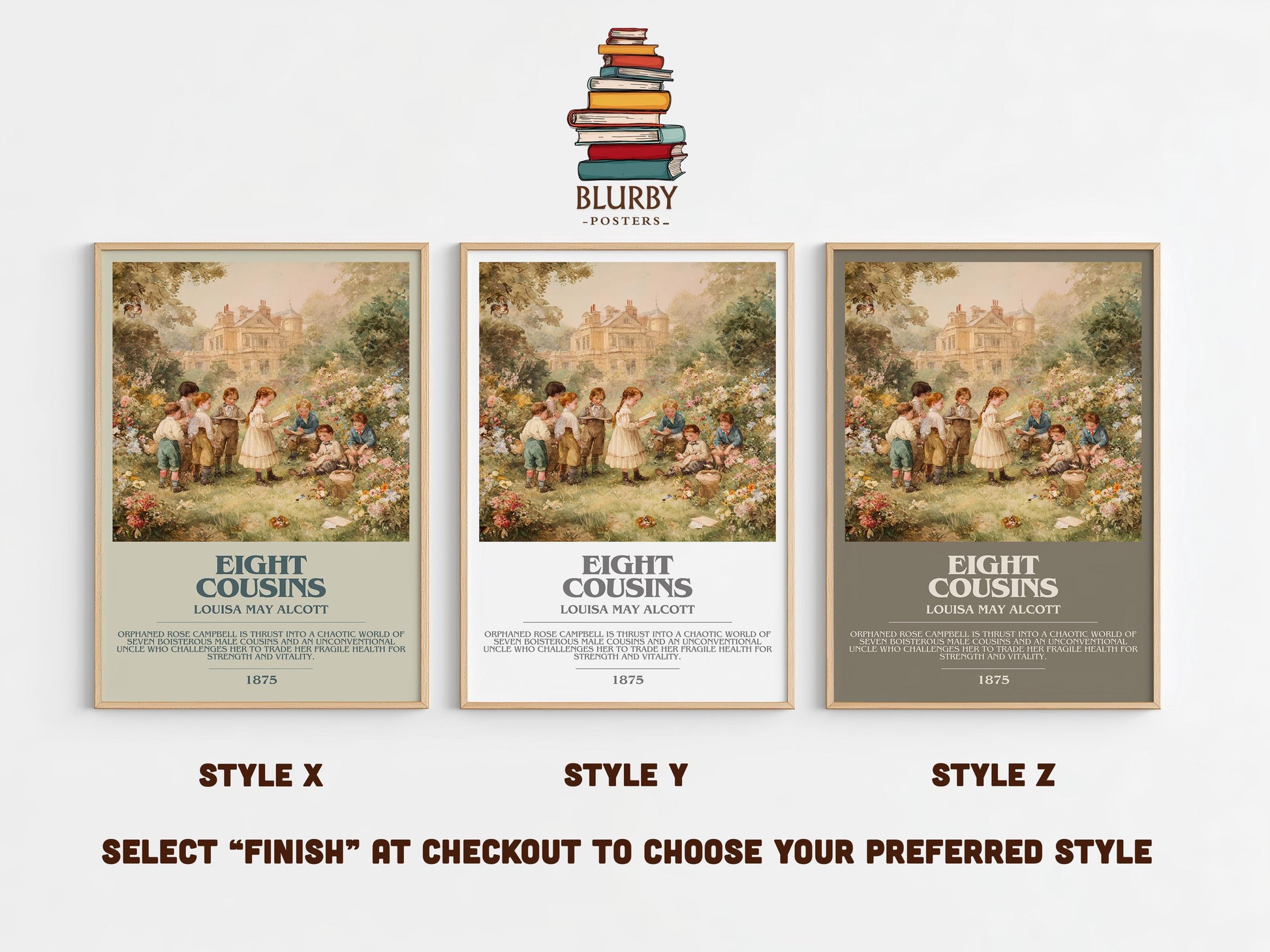 Eight Cousins by Louisa May Alcott | Book Poster | Literary Art Gift For Book Lover | Novel Inspired Wall Art | Free Delivery