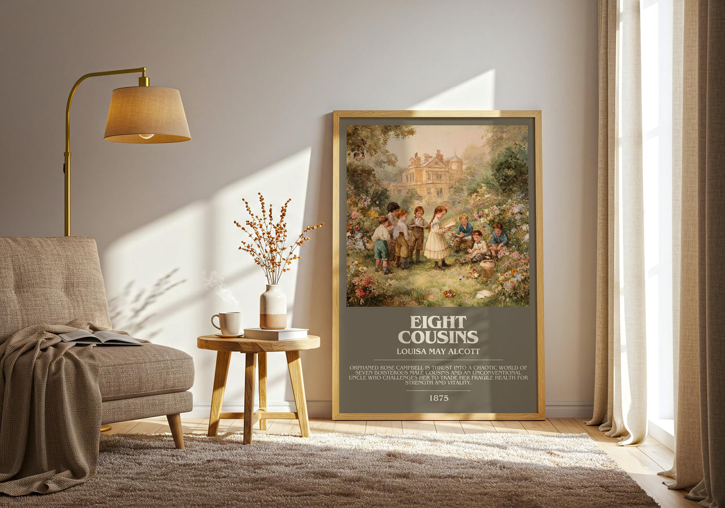 Eight Cousins by Louisa May Alcott | Book Poster | Literary Art Gift For Book Lover | Novel Inspired Wall Art | Free Delivery
