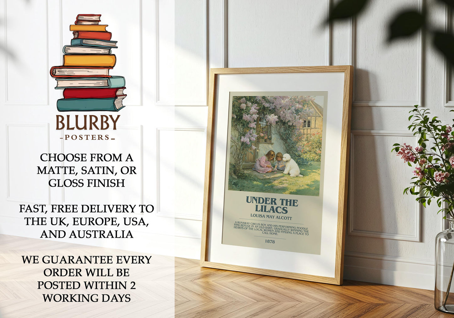 Under The Lilacs by Louisa May Alcott | Book Poster | Literary Art Gift For Book Lover | Novel Inspired Wall Art | Free Delivery
