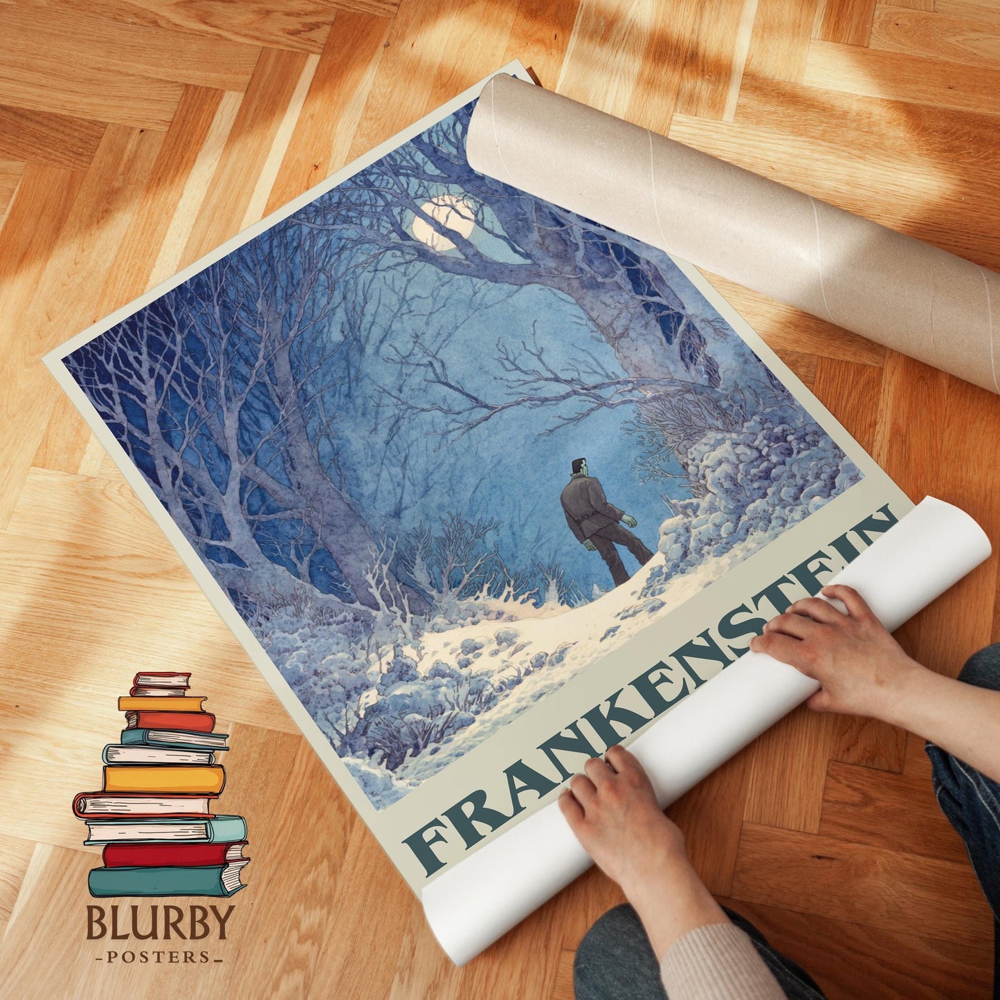 Frankenstein book cover poster paired in gallery wall – literary art prints