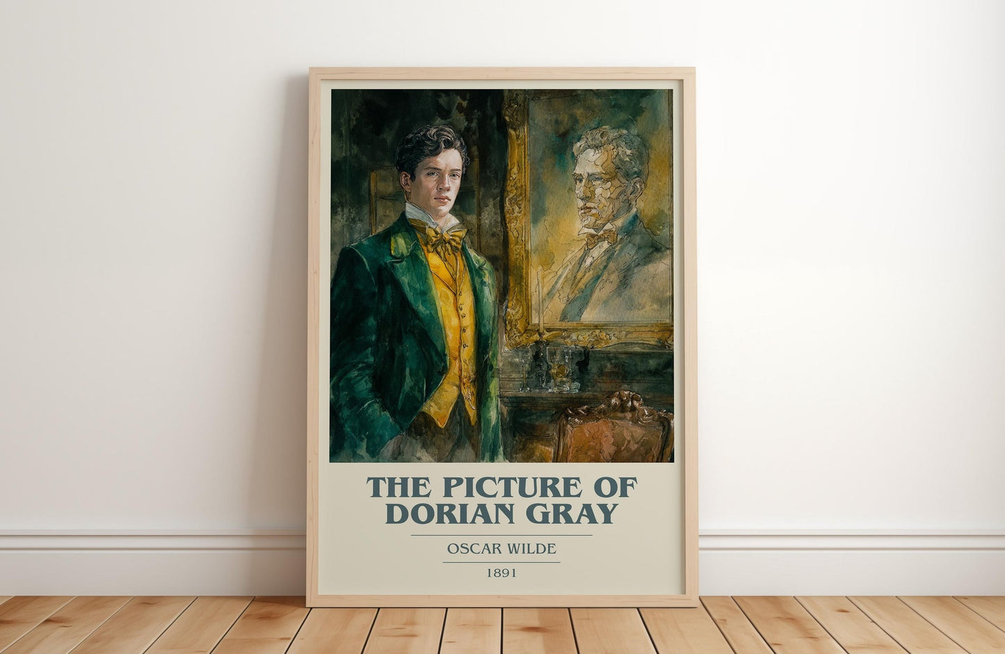 The Picture of Dorian Gray book cover print in frame leaning in hallway – gothic wall art
