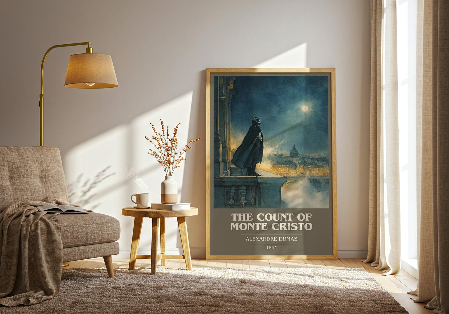 The Count of Monte Cristo book cover book poster framed on wall – classic literature wall art