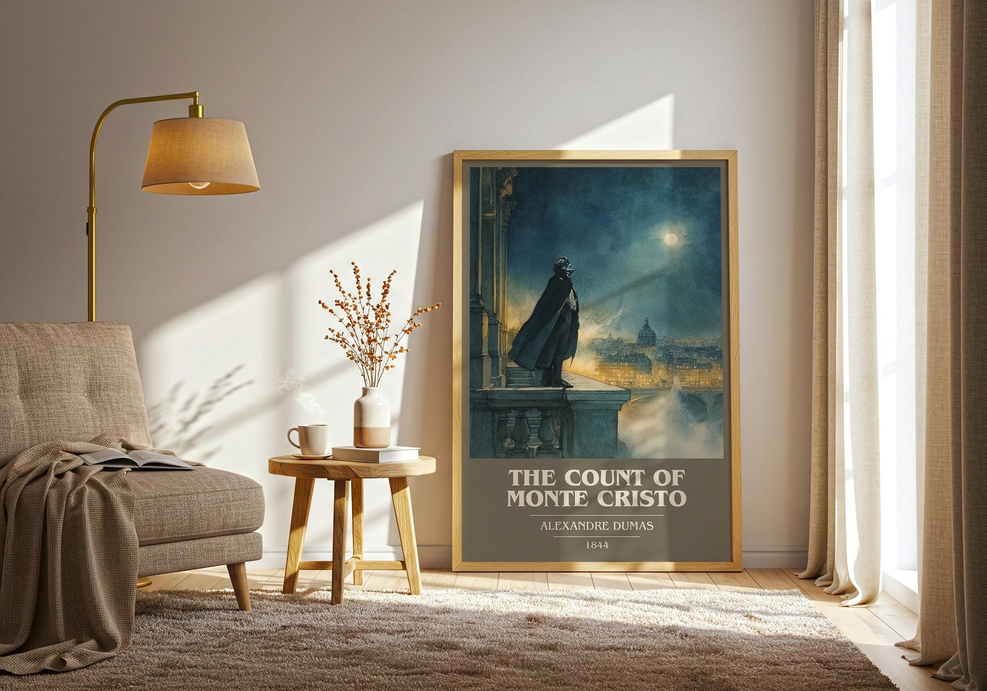 The Count of Monte Cristo book cover book poster framed on wall – classic literature wall art