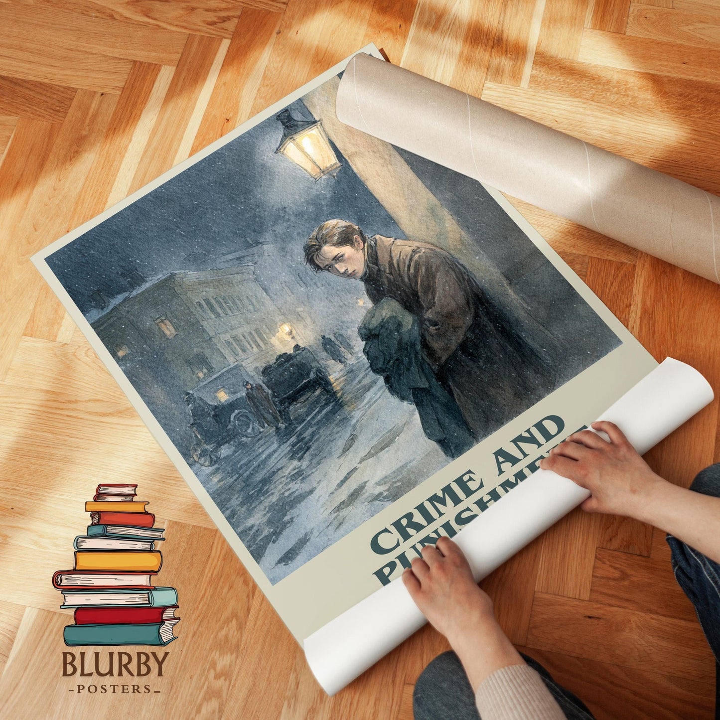 Crime And Punishment book poster packaging – museum-quality print rolled in protective tube