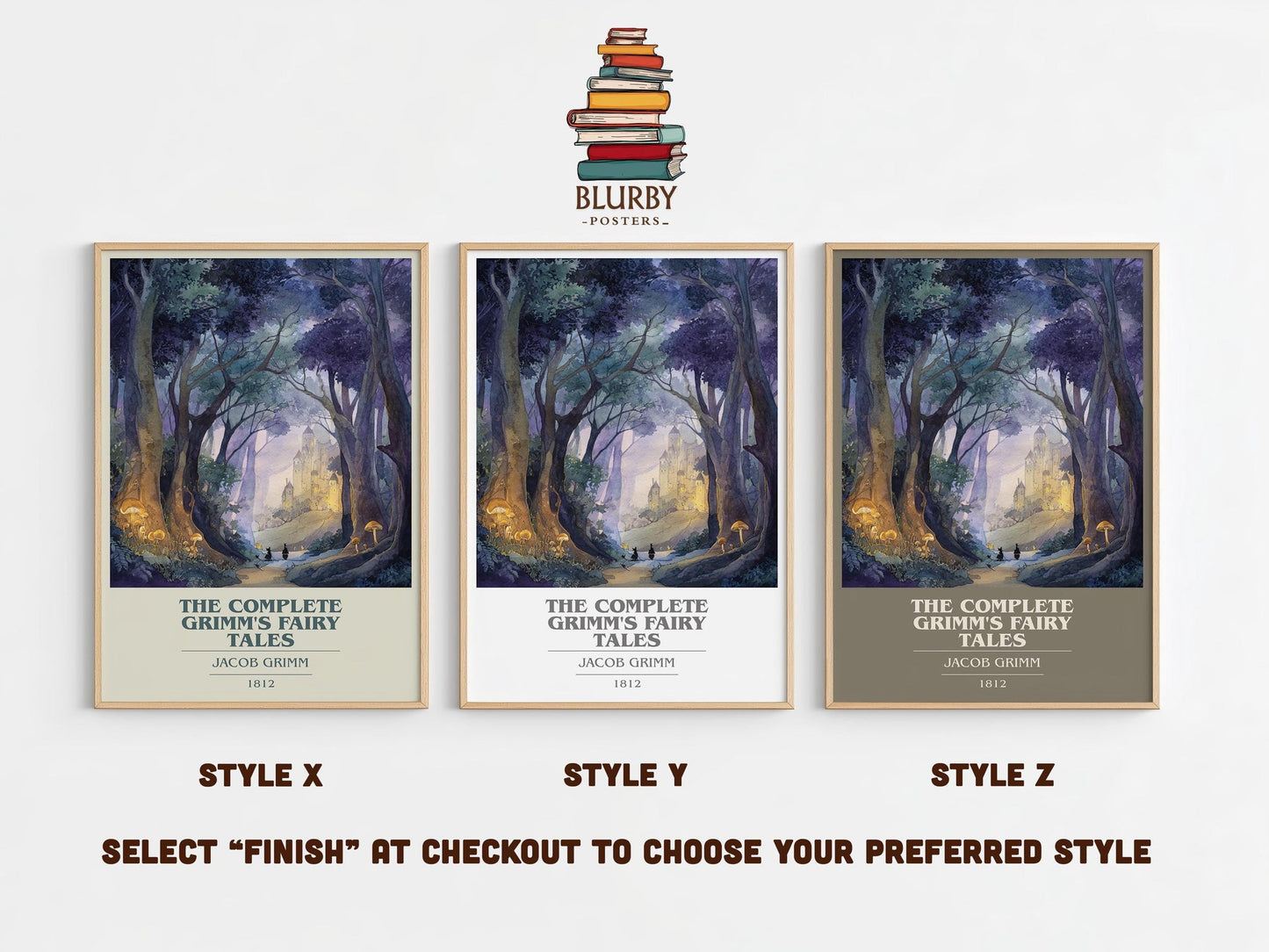 The Complete Grimm's Fairy Tales book cover poster colour and style options – Jacob Grimm book art