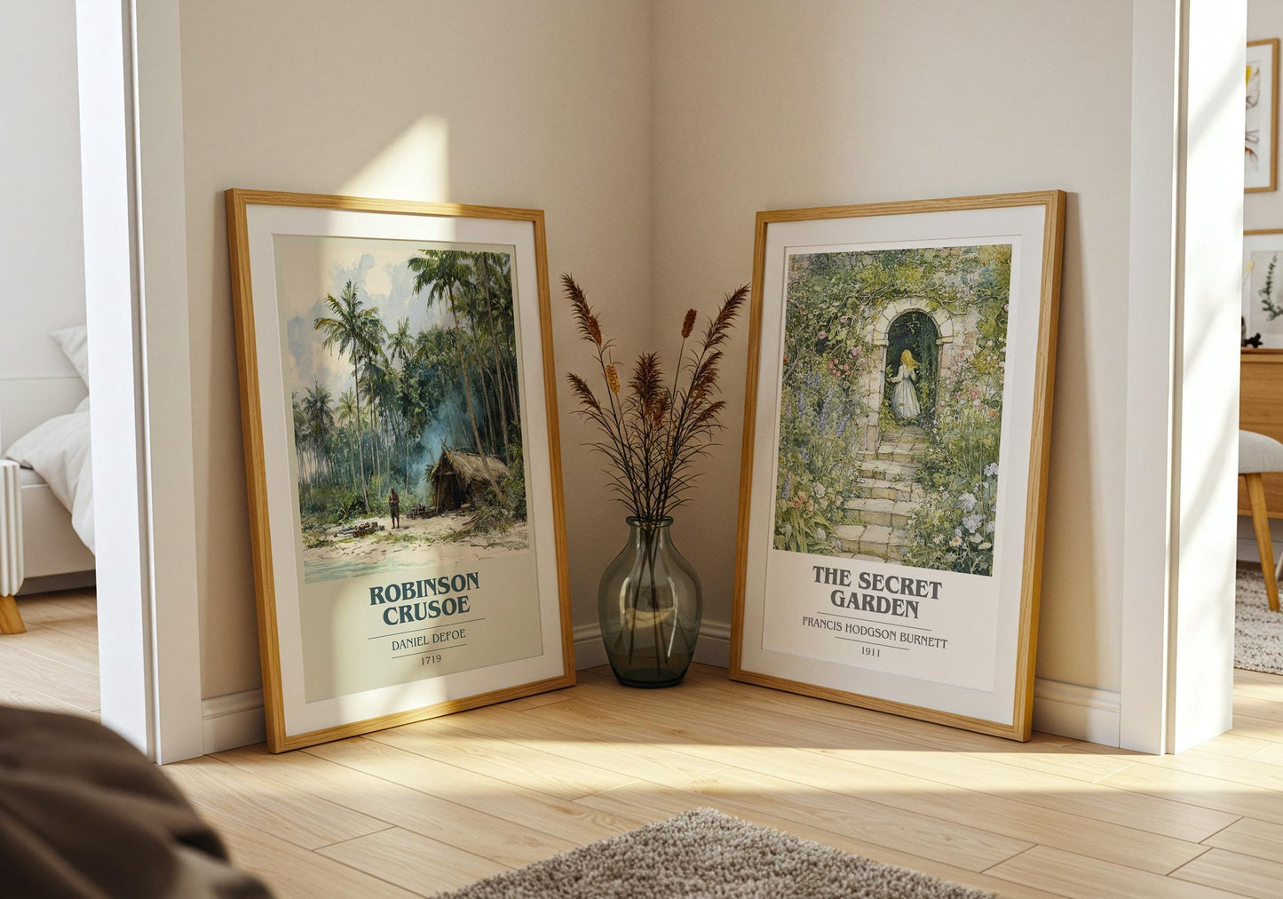 Robinson Crusoe book cover poster paired in gallery wall – literary art prints