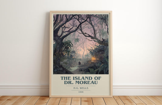 The Island of Dr. Moreau by H.G. Wells | Book Poster | Literary Art Gift For Book Lover | Novel Inspired Wall Art | Free Delivery