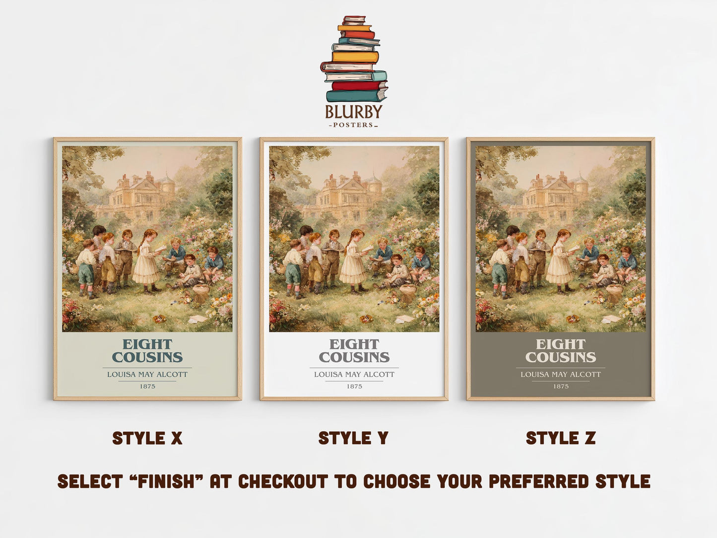 Eight Cousins by Louisa May Alcott | Book Poster | Literary Art Gift For Book Lover | Novel Inspired Wall Art | Free Delivery