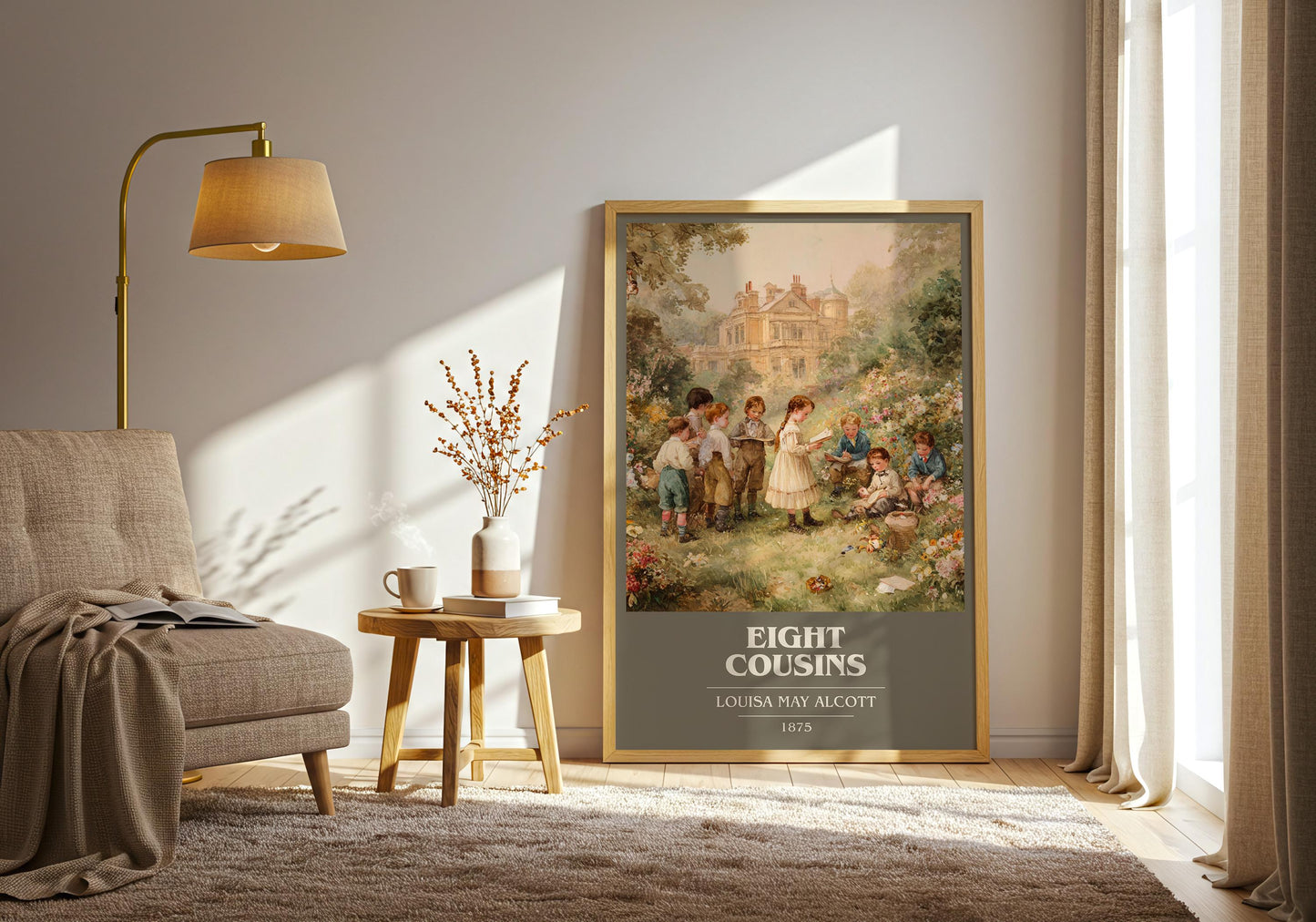 Eight Cousins by Louisa May Alcott | Book Poster | Literary Art Gift For Book Lover | Novel Inspired Wall Art | Free Delivery