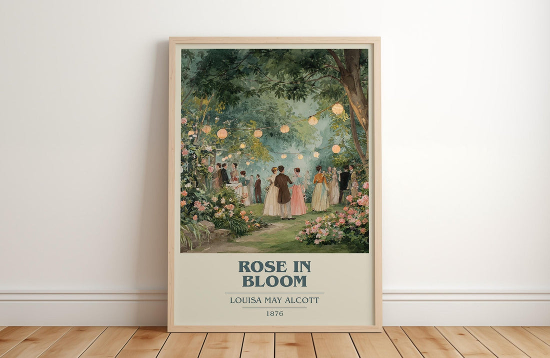 Rose In Bloom book cover poster colour and style options – Louisa May Alcott book art (mockup)