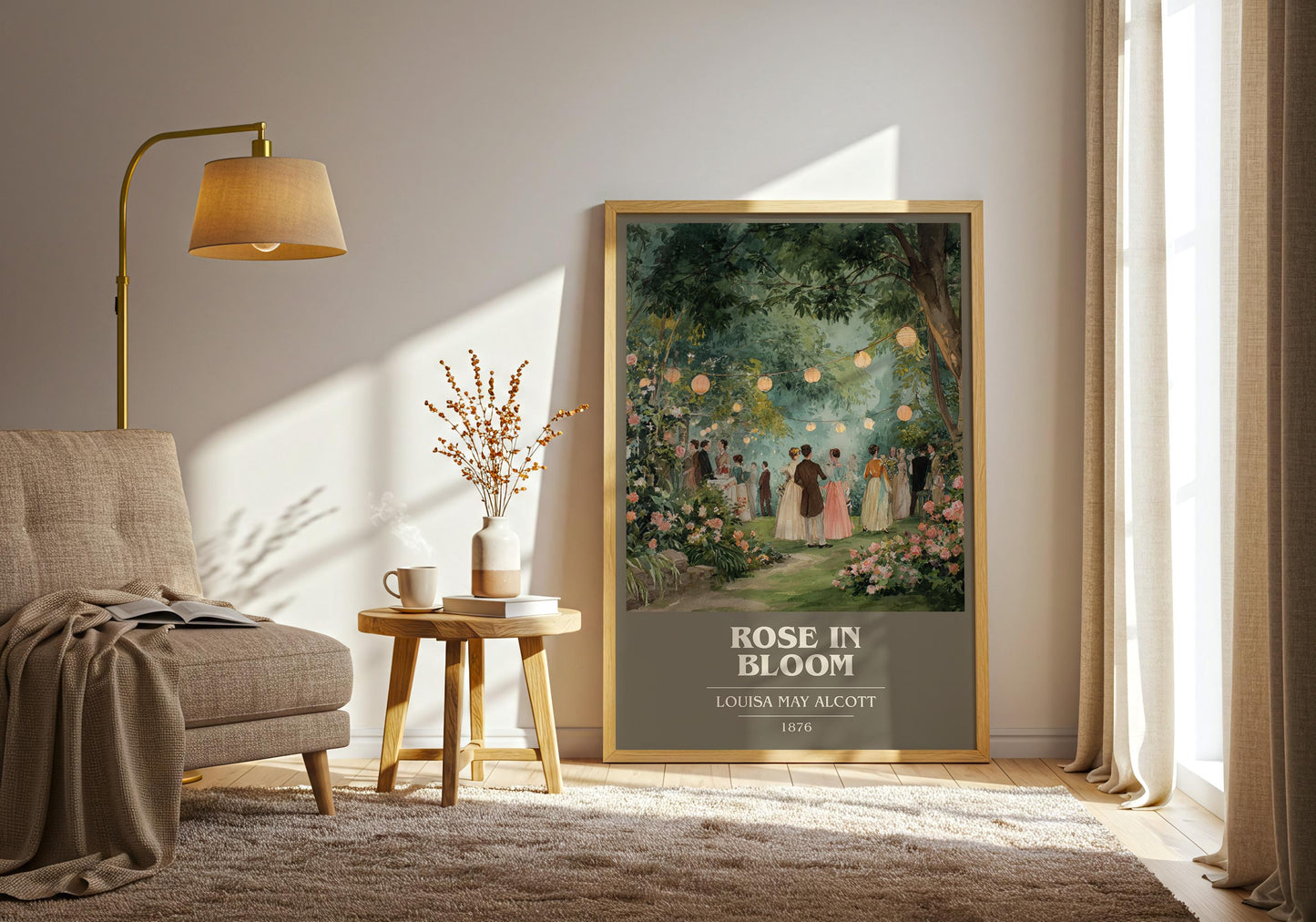Rose In Bloom book cover poster paired in gallery wall – literary art prints