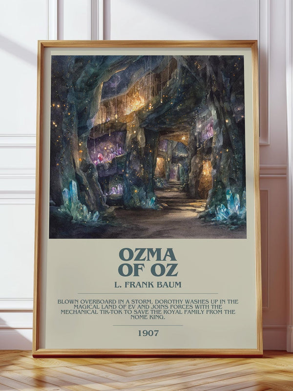 Osma Of Oz bookish print in frame leaning in hallway – crime wall art